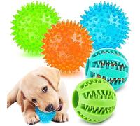 PUPTILY Interactive Dog Toys - 2.5' Squeaky Teething Chew Balls for Small Dogs, Clean Teeth & Training (5Pcs)