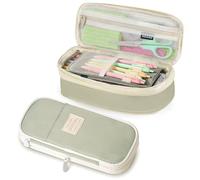 PUPTILY Pencil Case, Large Capacity Aesthetic Pencil Cases with Durable Zipper, Big Stationery Pencil Pouch for Women & Men, Adults Portable Storage Organizer Bag for College, office, Travel (Green)