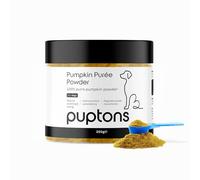 puptons Pumpkin Powder for Dogs | 100% Pumpkin Purée Powder | Rich in Prebiotics & High Fibre Dogs Gut Health & Healthy Stools | Natural Food Topper, Made in UK | 250g
