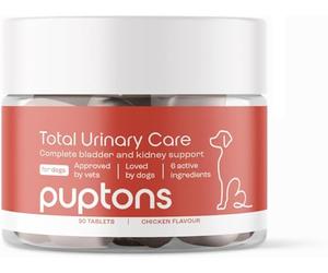 Puptons Total Urinary Care | Dog UTI, Incontinence & Cystitis Relief Tablets | Natural Ingredients | Advanced Bladder & Kidney Support for Dogs (30 Tablets) | Puptons