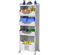 pupustar Laundry Basket with Wheels,Rolling Folding Laundry Hamper,utility cart,Kitchen storage Cart,Stackable Storage Bins Open Front,Dirty Clothes Hamper,Plastic laundry room organization
