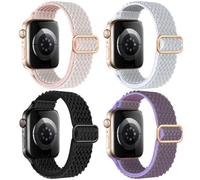 pupvus 4Packs Nylon-Stretchy Compatible with Kids Apple-Watch-Band - Adjustable Solo Loop Replacement Strap for Iwatch Series 10 9 8 7 6 5 4 3 2 1 SE Ultra 38/40/41/42/44/45/46/49mm for Boy Girl