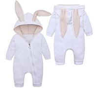 PUPYGIYUC Baby Bunny Easter Outfit Baby Animal Hoodie Romper Onesie with 3D Bunny Ear Hat 3-6 Months White