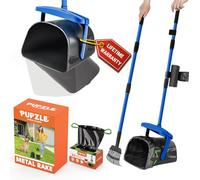 Pupzle Dog Pooper Scooper with Bag Attachment, 40" Long Handle Pooper Scooper for Large Dogs, Dog Poop Scoop for Yard, Large Capacity Swivel Bin and Rake, Lavender Scented Bags (Blue)