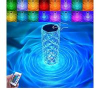 PUPZY Rose Crystal Lamp RGB Color Changing Night Light Table Lamp,16 Colors &4 Modes Romantic Rose Diamond Home Decor Touch Crystal Table Lamp， USB Bedside Lamp for Bedroom Living Room for Kids