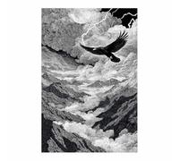 PUQAAEO Abstract Black White Wall Mural Abstraction Flying Eagles for Kitchen Cupboards Sticker Waterproof Bathroom Livingroom(black and white)-70x100cm Unframed