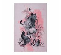 PUQAAEO Abstract Black White Wall Mural Abstraction Leopard and Flower for Kitchen Cupboards Sticker Waterproof Bathroom Livingroom(black and white)-40x60cm Unframed