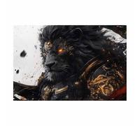 PUQAAEO Abstract Painting Animals Canvas Wall Art Warrior Lionb Armor Artwork Pictures,For Living Room,bathroom,Bedroom,Office,Corridor Home Wall Decor(Black color27)-30x45cm Unframed