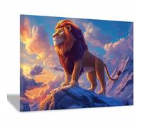 PUQAAEO Animal Artwork Pictures Cartoon Lionb personalised canvas prints,Popular wall art,for Living Room Bedroom Home Office Kitchen Wall Decor(Multicolor53)-80x120cm Framed