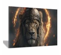 PUQAAEO Animal Artwork Pictures Warrior Lionb personalised canvas prints,Popular wall art,for Living Room Bedroom Home Office Kitchen Wall Decor(Multicolor174)-70x100cm Framed