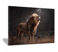 PUQAAEO Animal Canvas Print Painting Star and Lionb Cool Picture Wall Decor,Modern large artwork,For Living Room,Bedroom,kitchen,Dining,bathroom(Multicolor117)-30x45cm Framed