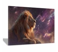 PUQAAEO Animal Pictures Star and Lionb Popular Picture Print,Beautiful Wall Art Painting,for living room,corridor,bedroom,bathroom,office decor(Multicolor120)-80x120cm Framed
