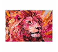PUQAAEO Animal Posters Lionb Modern print artwork，Poster printing，Suitable for bedroom, living room, bathroom and hotel decoration(Pink12)-60x90cm Unframed