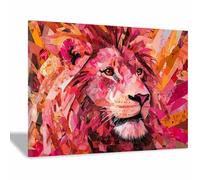 PUQAAEO Animal Posters Lionb Modern print artwork，Poster printing，Suitable for bedroom, living room, bathroom and hotel decoration(Pink12)-40x60cm Framed