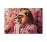 PUQAAEO Animal Posters Suit Lionb Modern print artwork，Poster printing，Suitable for bedroom, living room, bathroom and hotel decoration(Pink34)-80x120cm Unframed