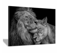 PUQAAEO Art Canvas Painting Posters and Prints Animal Canvas Wall Art The agile lions for Wall Decor and Home decorations Office Decor(black and white199)-40x60cm Framed