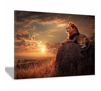 PUQAAEO Art Canvas Painting Posters and Prints Animal Canvas Wall Art The agile lions for Wall Decor and Home decorations Office Decor(golden59)-40x60cm Framed