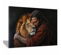 PUQAAEO Art Canvas Painting Posters and Prints Animal Canvas Wall Art The agile lions for Wall Decor and Home decorations Office Decor(black129)-80x120cm Framed