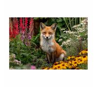PUQAAEO Bear Wall Art Canvas Fox in Wildflower Field Painting The Picture Print On Canvas Animal Pictures for Decoration Gift Bedrooms Living Rooms Home Decor(Multicolor)-40x60cm Unframed