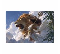 PUQAAEO Canvas Prints Wall Art Warrior Woman & Lions Landscape Pictures Modern Canvas Painting Giclee Artwork For Home Decoration(Multicolor)-70x100cm Unframed