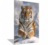 PUQAAEO Canvas Wall Art Decor, Majestics Snowss Tigers Landscape Canvas Wall Art, Painting Prints, Bedroom Bathroom Office Decor,(Multicolor)-70x100cm Framed