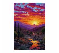 PUQAAEO Canvas Wall Art Decor, The Sun and the Stream Landscape Canvas Wall Art, Painting Prints, Bedroom Bathroom Office Decor,(red111)-70x100cm Unframed