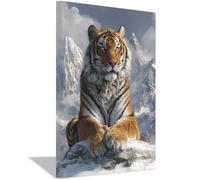 PUQAAEO Canvas Wall Art For Living Room Modern Wall Tigers in Snowss Mountains Decorations For Bedroom Landscape Wall Painting Office Pictures Home Decor(Multicolor)-70x100cm Framed