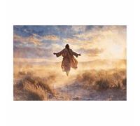 PUQAAEO Christian Canvas Wall Art Jesus and Light Canvas painting，Living room mural，Christian murals，Suitable for living rooms, bedrooms, and churches(golden11)-60x90cm Unframed