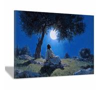PUQAAEO Christian Canvas Wall Art Jesus and Light Canvas painting，Living room mural，Christian murals，Suitable for living rooms, bedrooms, and churches(golden21)-80x120cm Framed