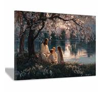 PUQAAEO Christian Canvas Wall Art Jesus and the Child Canvas painting，Living room mural，Christian murals，Suitable for living rooms, bedrooms, and churches(multicolored31)-80x120cm Framed