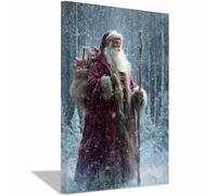 PUQAAEO Christmas Artwork Santa Claus Winter wall decorationss,modern art pieces,suitable for livings room, bedroom,bathroom,Hotel Decoration(red29)-40x60cm Framed