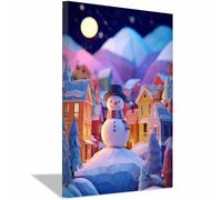 PUQAAEO Christmas Artwork snowman Winter wall decorationss,modern art pieces,suitable for livings room, bedroom,bathroom,Hotel Decoration(white113)-40x60cm Framed