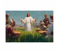PUQAAEO Jesus Christ wall painting Jesus and the Field Mercy Christ Portrait， jesus poster，Decoration Office, bathroom，Suitable for Living Room Bedroom(multicolored112)-80x120cm Unframed