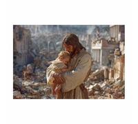 PUQAAEO Jesus Christ wall painting Jesus and the Infant Mercy Christ Portrait， jesus poster，Decoration Office, bathroom，Suitable for Living Room Bedroom(multicolored12)-80x120cm Unframed