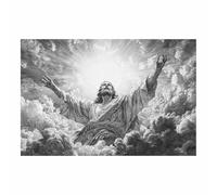 PUQAAEO Jesus-Kunst Jesus and Clouds Bedroom Prints，Décoration murale Jésus-ChristJesus canvas mural, suitable for living room, bedroom,Office(white78)-80x120cm Unframed