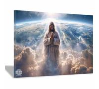 PUQAAEO Jesus-Kunst Jesus and the Doves Bedroom Prints，Décoration murale Jésus-ChristJesus canvas mural, suitable for living room, bedroom,Office(white168)-60x90cm Framed