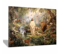 PUQAAEO Jesus-Kunst Jesus and the Forests Bedroom Prints，Décoration murale Jésus-ChristJesus canvas mural, suitable for living room, bedroom,Office(multicolored148)-70x100cm Framed