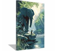PUQAAEO Modern animal portraits Creek and Elephant wildlife posters for Living Room,Bedroom,Dining room,bathroom,Office,Corridor, Home Wall Decor(multicolored15)-30x45cm Framed