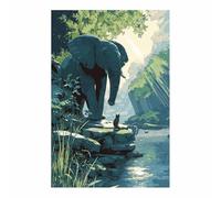 PUQAAEO Modern animal portraits Creek and Elephant wildlife posters for Living Room,Bedroom,Dining room,bathroom,Office,Corridor, Home Wall Decor(multicolored15)-60x90cm Unframed