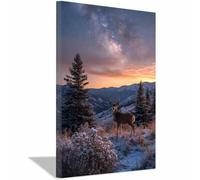 PUQAAEO Modern animal portraits deer wildlife posters for Living Room,Bedroom,Dining room,bathroom,Office,Corridor, Home Wall Decor(multicolored145)-70x100cm Framed