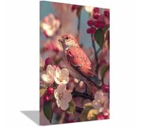 PUQAAEO Modern animal portraits Flowers and Birds wildlife posters for Living Room,Bedroom,Dining room,bathroom,Office,Corridor, Home Wall Decor(multicolored05)-30x45cm Framed