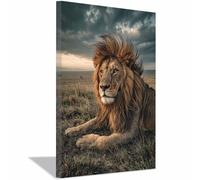 PUQAAEO Modern animal portraits Grassland and Lionas wildlife posters for Living Room,Bedroom,Dining room,bathroom,Office,Corridor, Home Wall Decor(multicolored105)-60x90cm Framed