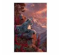 PUQAAEO Modern animal portraits Leopard and Flower wildlife posters for Living Room,Bedroom,Dining room,bathroom,Office,Corridor, Home Wall Decor(white185)-50x70cm Unframed