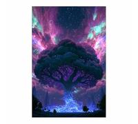 PUQAAEO Modern Tree of Life Wall Art Tech glowing tree Nature Artwork,Modern Abstract Canvas Paintings,for Living Room Office Home Kitchen Bedroom Decor(Multicolor)-60x90cm Unframed