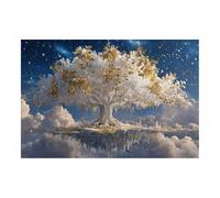 PUQAAEO Nature Tree of Life Picture Artwork Floating Gold Tree Clouds Modern Artwork Canvas Painting,Abstract Pictures Wall Decor Living Room Bedroom Bathroom Office(Multicolor)-30x45cm Unframed