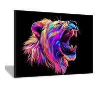 PUQAAEO Print On Canvas Animal The Picture Enchanting lions For Home and Hallway Decoration Modern Decoration Portrait Wall Art Painting Pictures(multicolored126)-80x120cm Framed