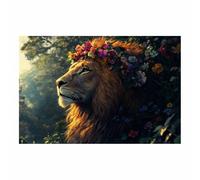 PUQAAEO Print On Canvas Animal The Picture Enchanting lions For Home and Hallway Decoration Modern Decoration Portrait Wall Art Painting Pictures(green56)-30x45cm Unframed