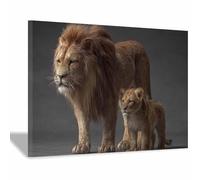 PUQAAEO Print On Canvas Animal The Picture Mighty lions For Home and Hallway Decoration Modern Decoration Portrait Wall Art Painting Pictures(brown106)-40x60cm Framed