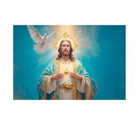 PUQAAEO Religious Canvas Wall Art Jesus Jesus and the Doves Large canvas painting，Jesus Decoration，Suitable for bedroom, living room, officedecorate(white139)-80x120cm Unframed