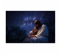 PUQAAEO sacred heart of jesus Jesus and the Child jesus wall decor，canvas pictures，Suitable for living room, bedroom and church decoration(blue83)-60x90cm Unframed